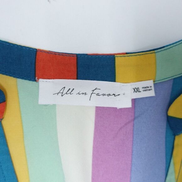 All In Favor Dress Womens 2XL Multicolor Striped 100% Polyester Surplice Neck - Picture 3 of 7